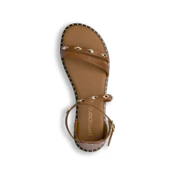 Sandali da Donna marroni con borchie e soletta in pelle Primopiano