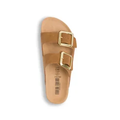 Sandali da donna marroni con sottopiede in pelle e doppia fibia Italia Trend Sabina