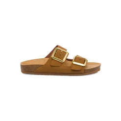 Sandali da donna marroni con sottopiede in pelle e doppia fibia Italia Trend Sabina