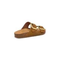 Sandali da donna marroni con sottopiede in pelle e doppia fibia Italia Trend Sabina