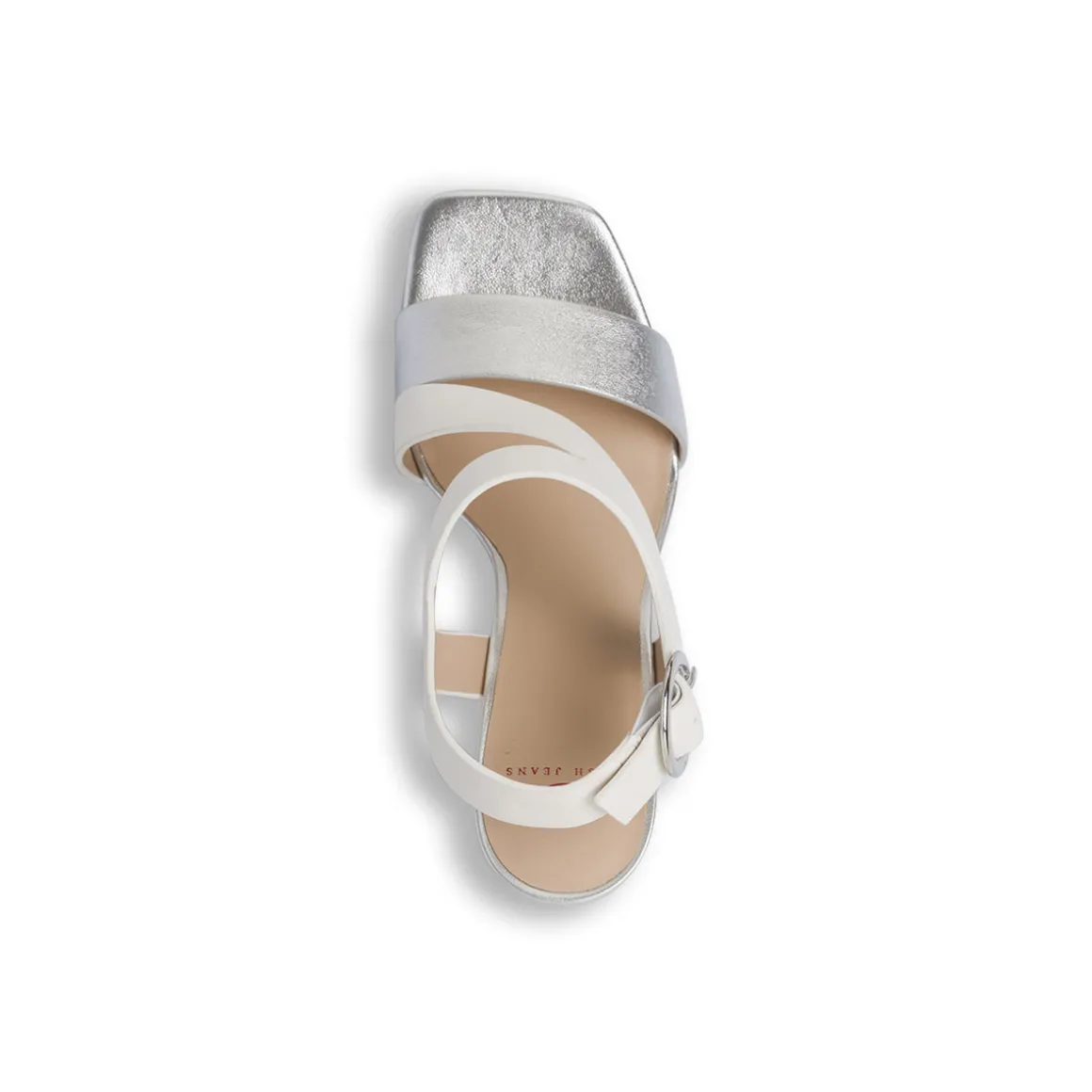 Sandali Donna bianco bicolore con tacco a colonna 9 cm Swish Jeans