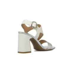 Sandali Donna bianco bicolore con tacco a colonna 9 cm Swish Jeans