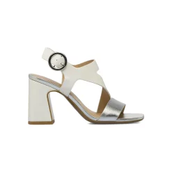 Sandali Donna bianco bicolore con tacco a colonna 9 cm Swish Jeans