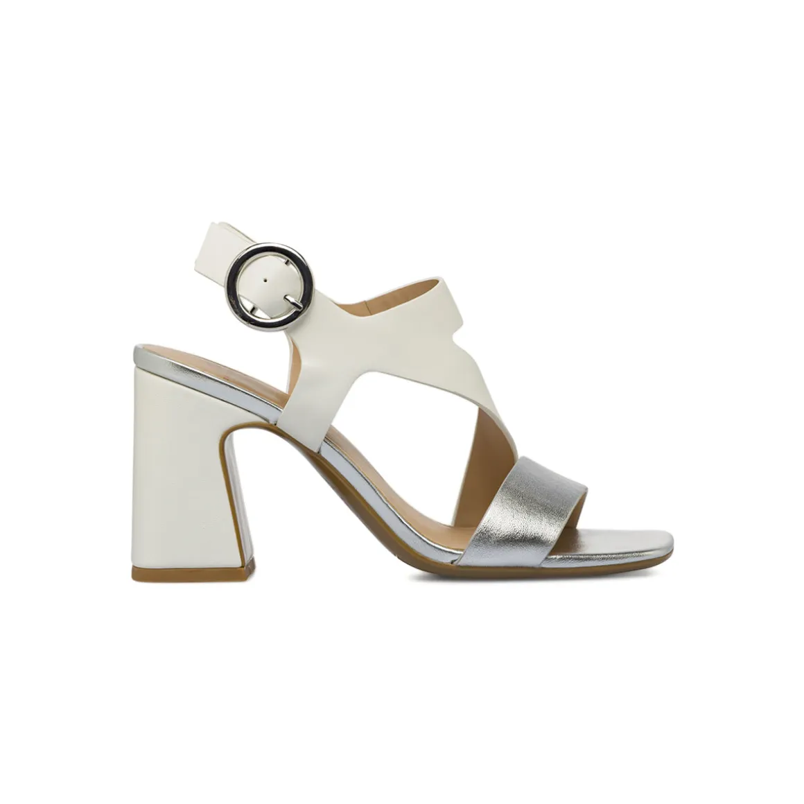 Sandali Donna bianco bicolore con tacco a colonna 9 cm Swish Jeans