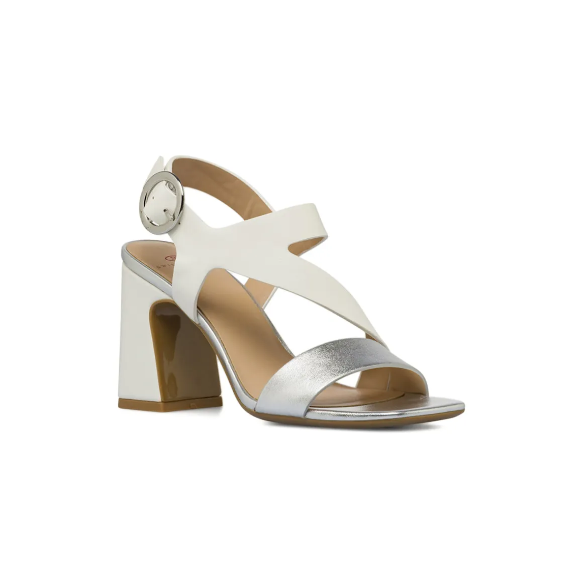 Sandali Donna bianco bicolore con tacco a colonna 9 cm Swish Jeans
