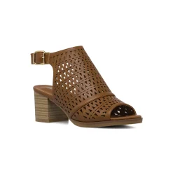 Sandali Donna marroni traforati con tacco 6,5 cm Lora Ferres