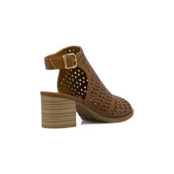 Sandali Donna marroni traforati con tacco 6,5 cm Lora Ferres
