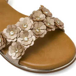 Sandali eleganti da Bambina color Oro con fiori e strass Dieci Baci