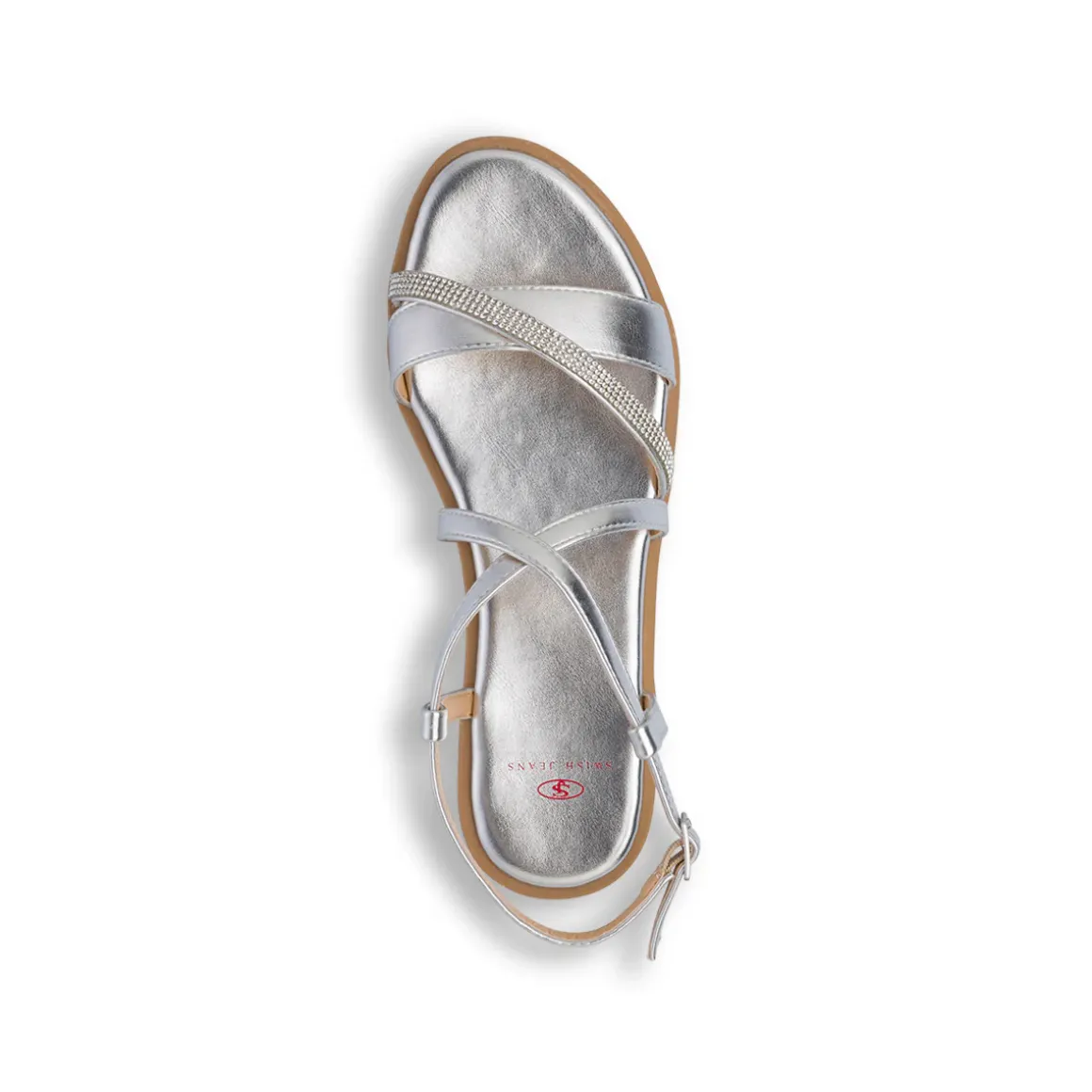 Sandali Flat Argento da Donna con dettaglio strass Gioiello Swish Jeans
