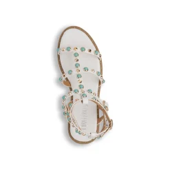 Sandali Flat Bianchi da Donna con dettaglio Borchie sulla tomaia Lora Ferres