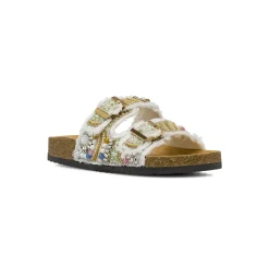 Sandali Flat Bianchi Donna con perline colorate Lora Ferres