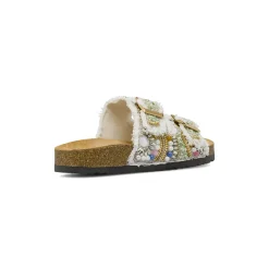 Sandali Flat Bianchi Donna con perline colorate Lora Ferres