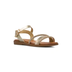 Sandali flat champagne da Donna con dettaglio strass Lora Ferres