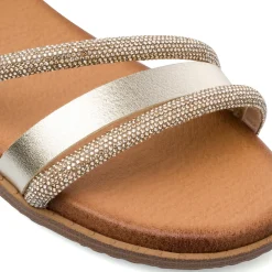 Sandali flat champagne da Donna con dettaglio strass Lora Ferres