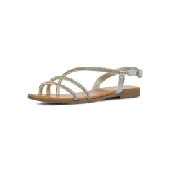 Sandali Flat da Donna Argento con strass e punta squadrata Lora Ferres