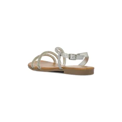 Sandali Flat da Donna Argento con strass e punta squadrata Lora Ferres