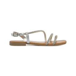 Sandali Flat da Donna Argento con strass e punta squadrata Lora Ferres