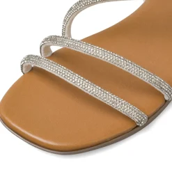 Sandali Flat da Donna Argento con strass e punta squadrata Lora Ferres