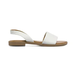 Sandali Flat da donna bianchi con cinturino elastico Primopiano