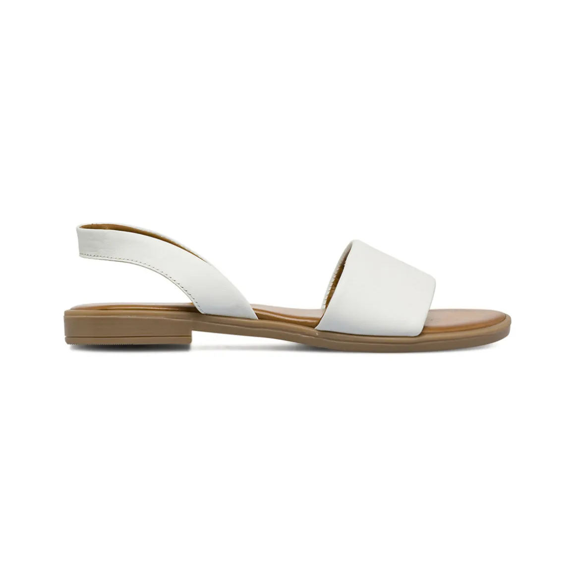 Sandali Flat da donna bianchi con cinturino elastico Primopiano