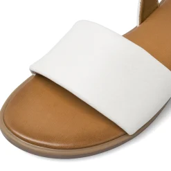 Sandali Flat da donna bianchi con cinturino elastico Primopiano
