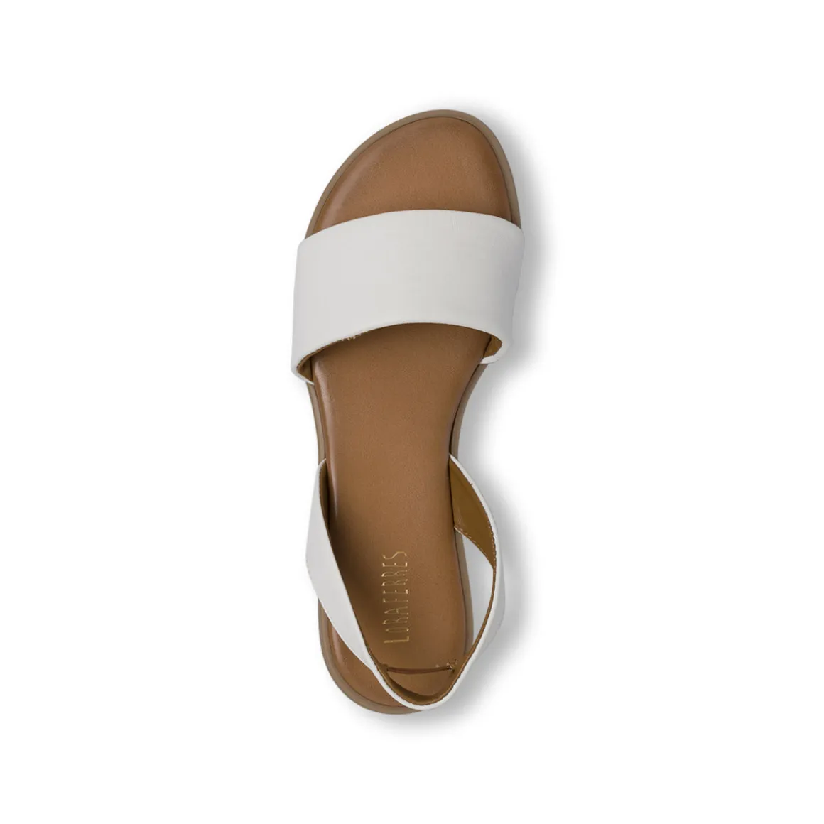 Sandali Flat da donna bianchi con cinturino elastico Primopiano