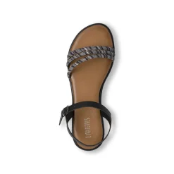 Sandali Flat da Donna Neri con tre fasce sottili strass Lora Ferres