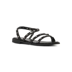 Sandali flat da Donna neri con borchie e cinturino Lora Ferres