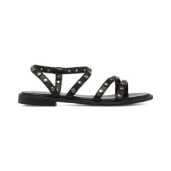 Sandali flat da Donna neri con borchie e cinturino Lora Ferres