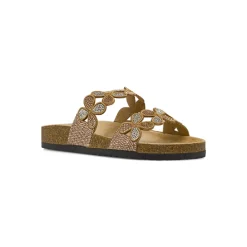 Sandali Flat Donna Beige con strass e fiori Lora Ferres