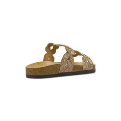 Sandali Flat Donna Beige con strass e fiori Lora Ferres
