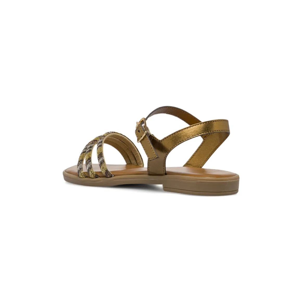 Sandali Flat Donna Bronzo con listini con strass luminosi Lora Ferres
