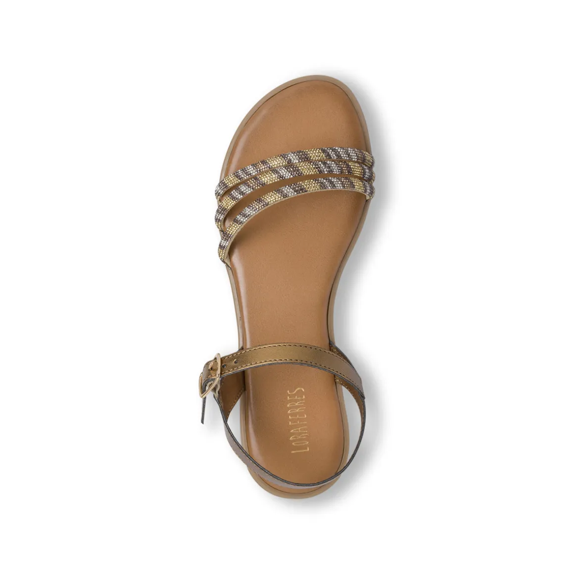 Sandali Flat Donna Bronzo con listini con strass luminosi Lora Ferres