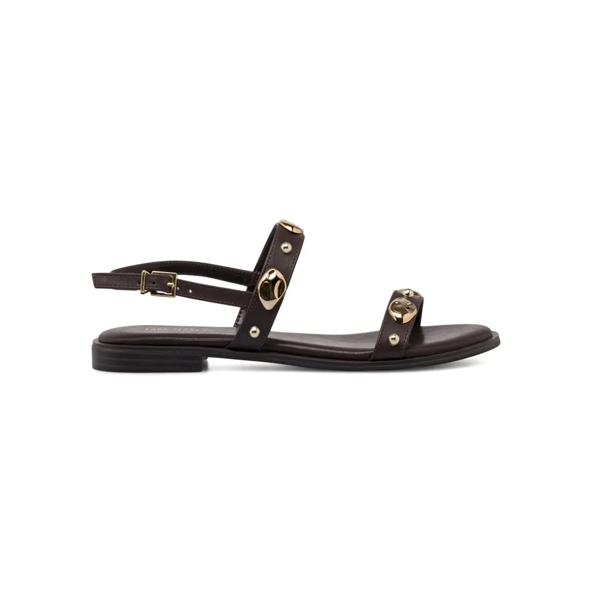 Sandali Flat Donna Marroni con applicazioni gioiello Lora Ferres