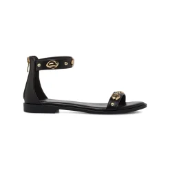 Sandali Flat Donna Neri con applicazioni gioiello Lora Ferres