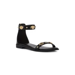 Sandali Flat Donna Neri con applicazioni gioiello Lora Ferres