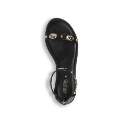 Sandali Flat Donna Neri con applicazioni gioiello Lora Ferres