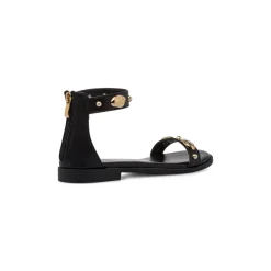 Sandali Flat Donna Neri con applicazioni gioiello Lora Ferres