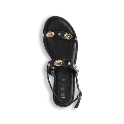 Sandali Flat Donna Neri con borchie gioiello Lora Ferres