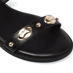 Sandali Flat Donna Neri con borchie gioiello Lora Ferres