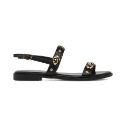 Sandali Flat Donna Neri con borchie gioiello Lora Ferres