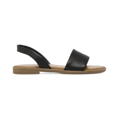Sandali Flat Donna Neri con cinturino elastico Primopiano