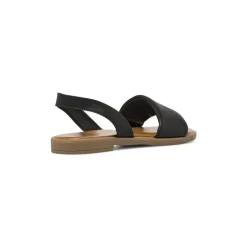 Sandali Flat Donna Neri con cinturino elastico Primopiano