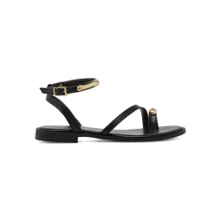 Sandali Flat Donna Neri con dettaglio gioiello Lora Ferres