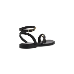Sandali Flat Donna Neri con dettaglio gioiello Lora Ferres