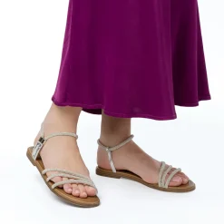Sandali flat gioiello argento da Donna con dettagli strass Lora Ferres