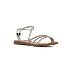 Sandali flat gioiello argento da Donna con dettagli strass Lora Ferres