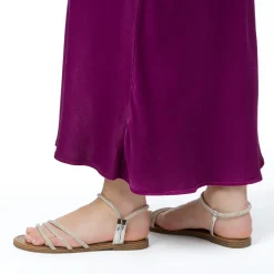 Sandali flat gioiello argento da Donna con dettagli strass Lora Ferres