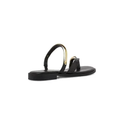 Sandali Flat Infradito Donna Neri con dettaglio gioiello Lora Ferres