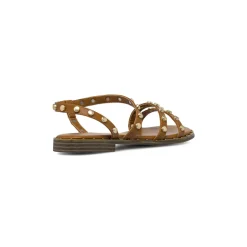 Sandali Flat Marroni da Donna con borchie dorate Lora Ferres